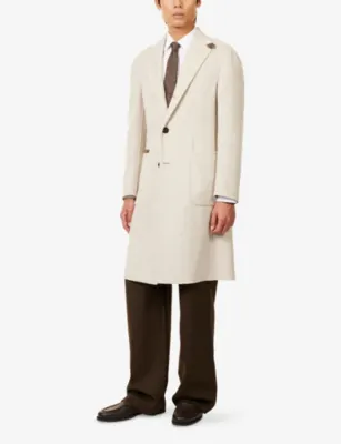 DUNHILL Notched-Lapel Wool Chesterfield Coat - 44R in NATURAL, additional product view 3