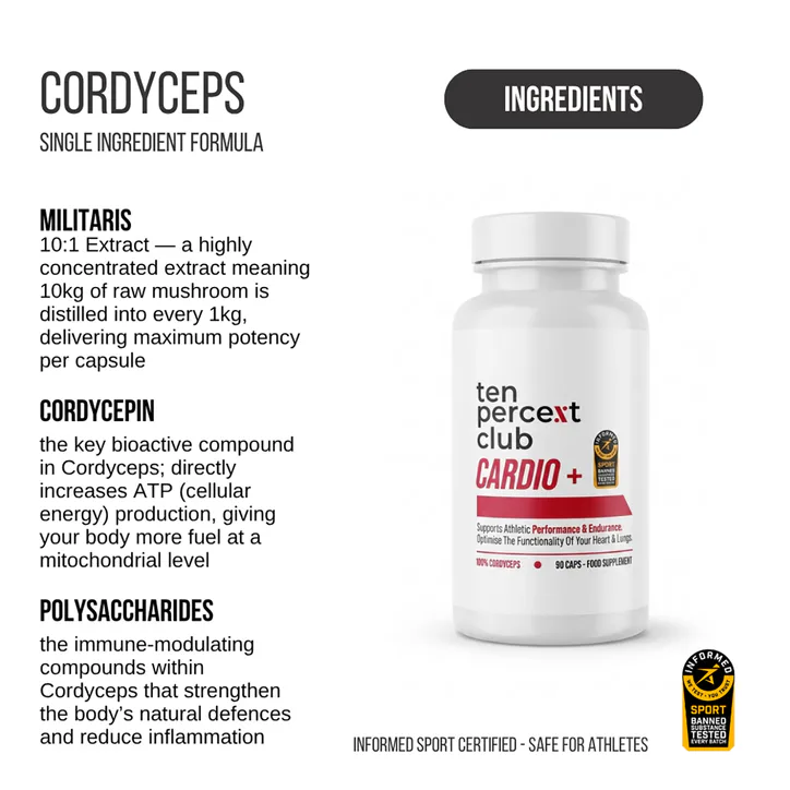 The Ten Percent Club Cardio+ Cordyceps 90 Capsules, additional product view 2