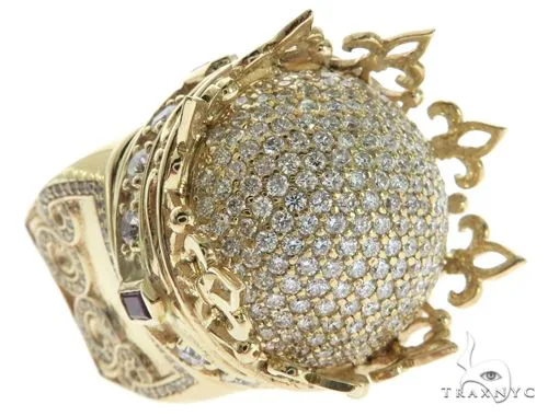 RINA - For Him FACTORY Custom Made 14K Yellow Gold Prong Diamond Royal Crown Ring 63886 in Rose Gold / 10 – Ring