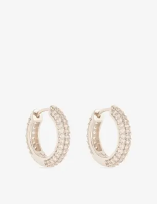 DARKAI Hoop Pavé 18ct White Gold-Plated Stainless-Steel, Brass And Brilliant-Cut Diamond Stone Earrings