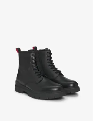 HUGO Embossed-logo leather ankle boots - EUR 44 / 10 UK MEN detail 2