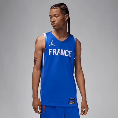 Jordan France Limited Road Men's Jordan Basketball Jersey - Hyper Royal/White