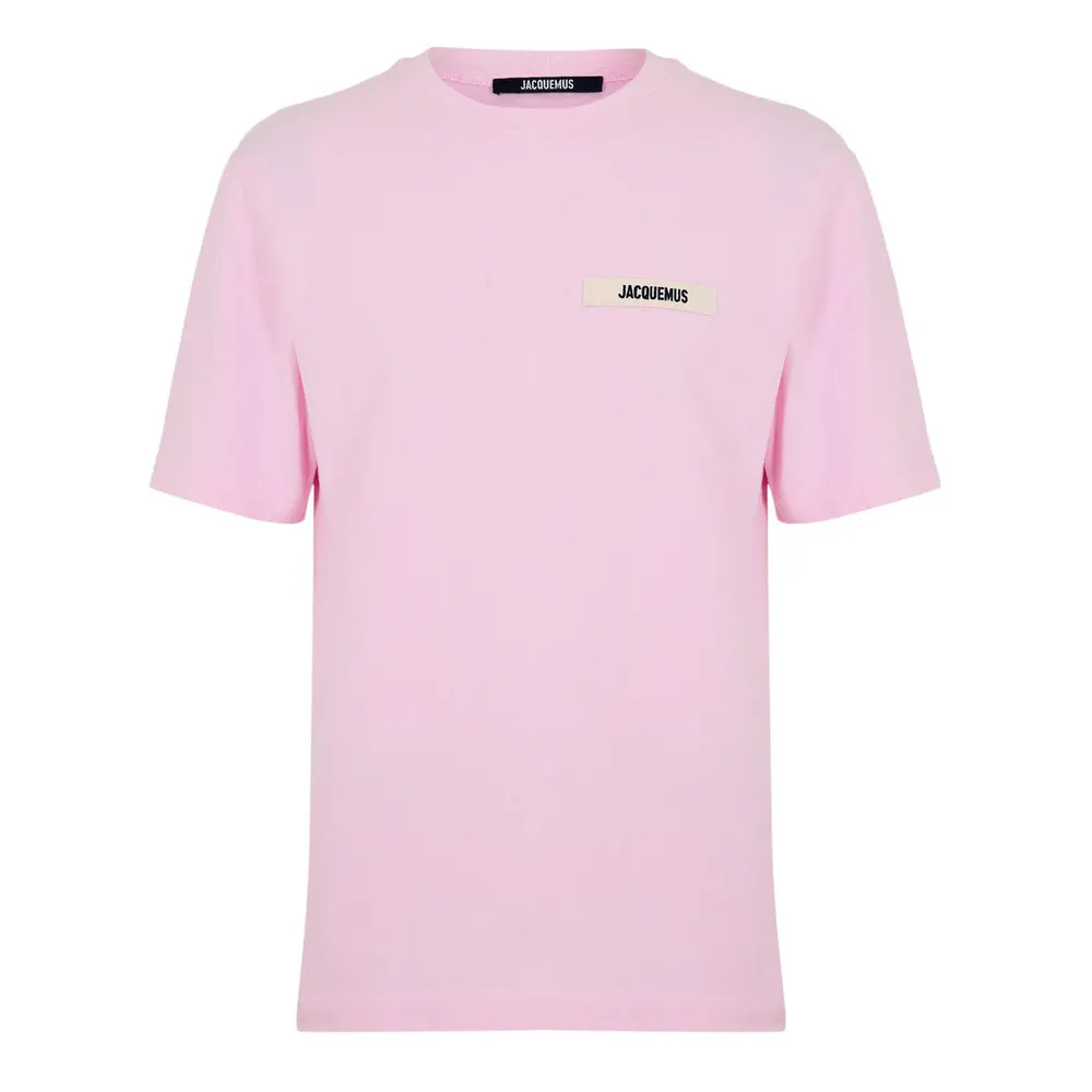 Jacquemus Men's Plain Cotton Grosgrain Tab T-Shirt