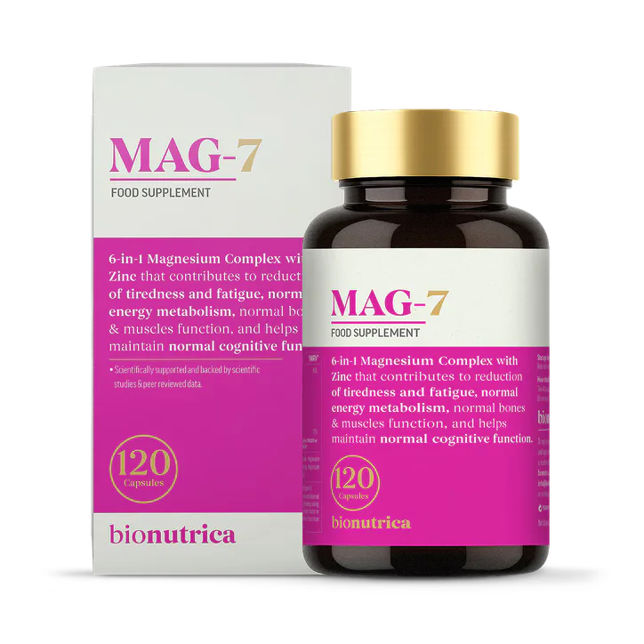 Bionutrica Mag7 - Magnesium complex 7 in 1 with Glycinate, Malate, Citrate, Taurate, Lactate, Oxide and Zinc - 2400mg - 120 capsules