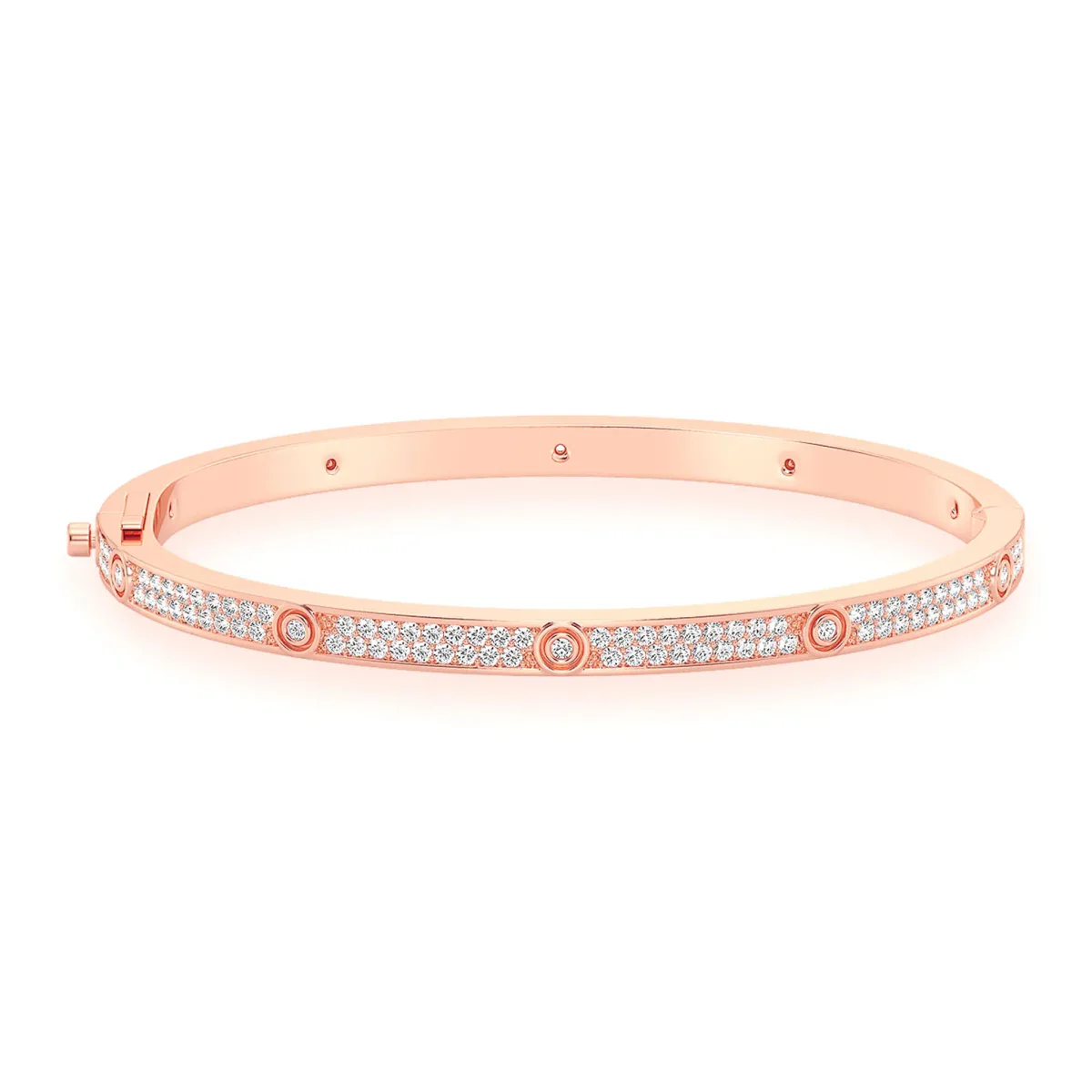 For Him Thin Signature Eternity Diamond Bangle in Rose Gold / Medium / Natural Diamond – Bracelet