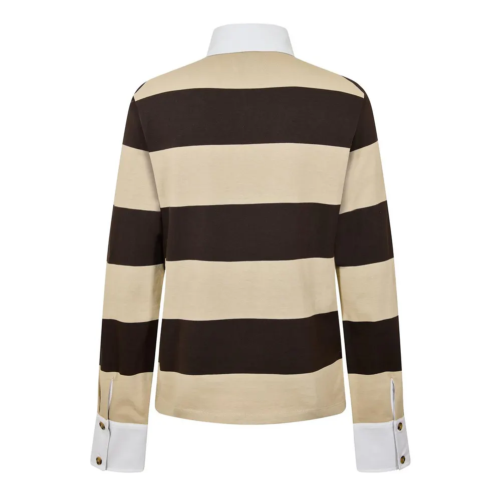 Vivienne Westwood Mens Striped Rugby Polo in Stone Brown, additional product view 2