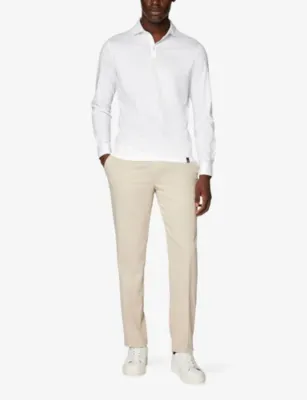 BOGGI MILANO Tapered-Leg Mid-Rise Cotton-Blend Trousers detail 2