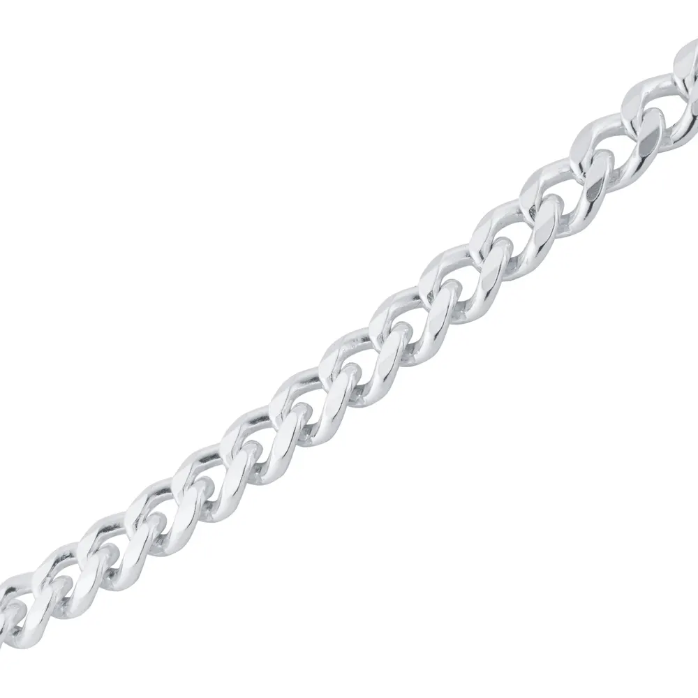 For Him Sterling Silver 4mm Panza Curb Chain Necklace detail 3