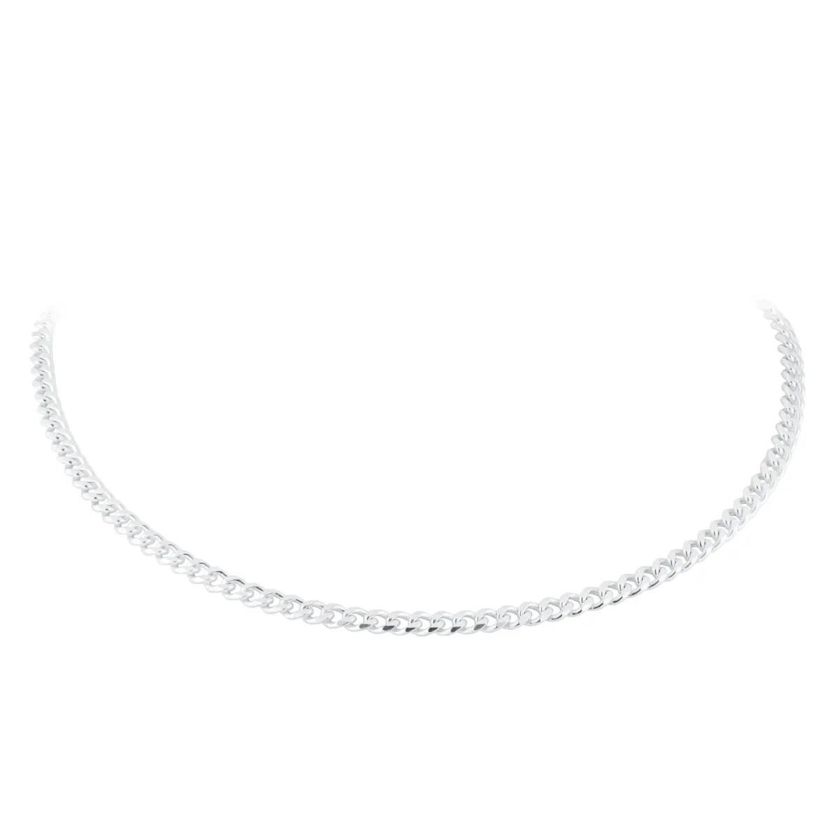 For Him Sterling Silver 4mm Panza Curb Chain Necklace