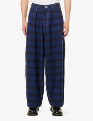STORY MFG Lush Check Cotton Trousers in Tree Hugging, additional product view 3