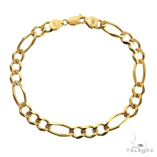 JALGAS - SKYLINE JEWELRY 10k Yellow Gold Solid Figaro Link Bracelet 6.5mm 8 Inches 69974 in Yellow – Bracelet