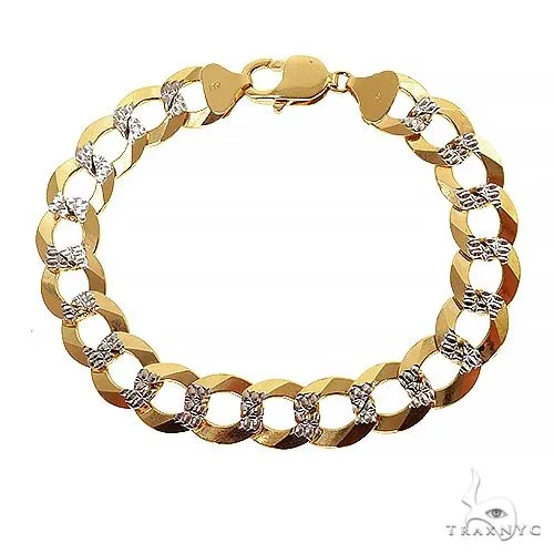 JALGAS - GMI 10k Solid Two-Tone Curb Bracelet 12mm 9 Inches 69973 – Bracelet