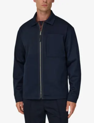 BOGGI MILANO Zipped Patch-Pocket Wool Jacket detail 3