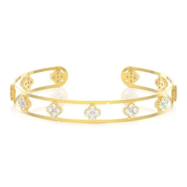 For Him Open Milgrain Diamond Clover Bangle Bracelet