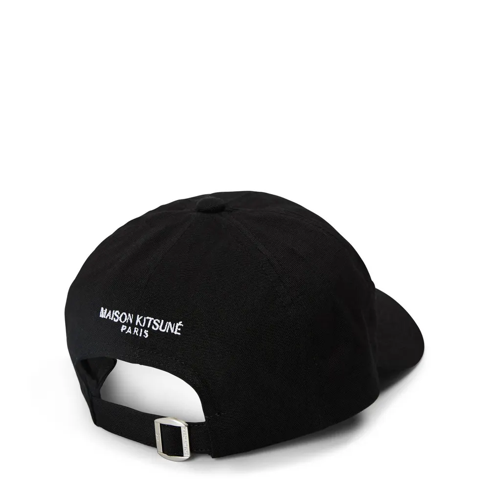 Maison Kitsune Men's Dressed Fox Baseball Cap in Black, additional product view 2