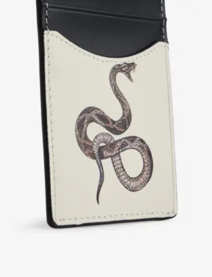 DUKE & DEXTER Snake printed leather card holder detail 2