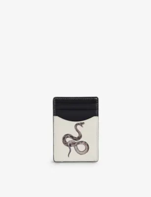 DUKE & DEXTER Snake printed leather card holder
