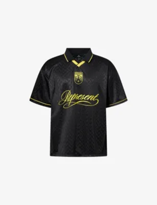 REPRESENT Logo-Print Collared Football Shirt