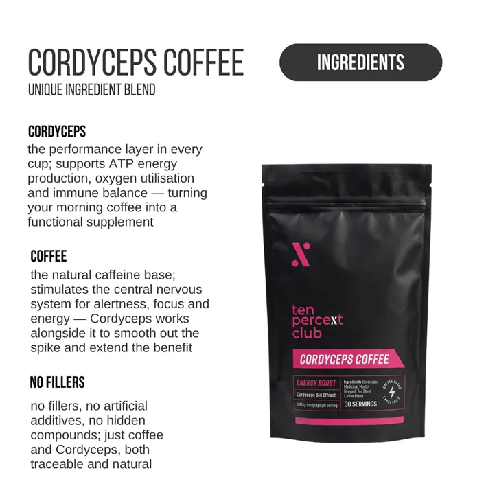 The Ten Percent Club Cordyceps Coffee 1 Pack, additional product view 2