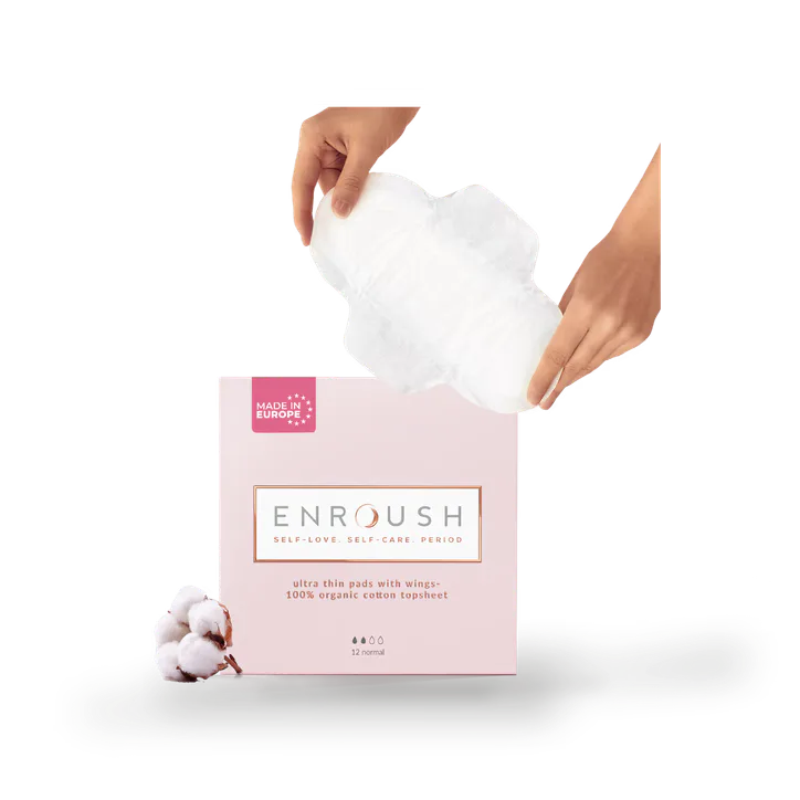 ENROUSH 100% Organic Cotton Topsheet Pads with Wings- 12 Pads- Normal Absorbency, additional product view 2