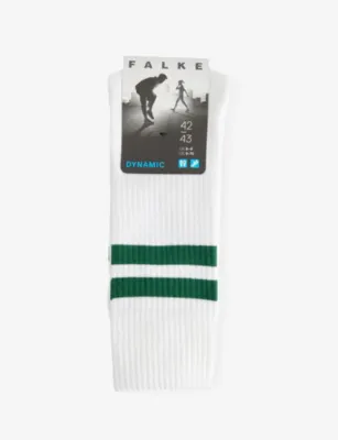 FALKE Dynamic Stripe-Trim Stretch-Cotton Socks - Weiss-blau-rot - 8-9 in White-green – Mens | Underwear & socks | Socks | Plain Socks