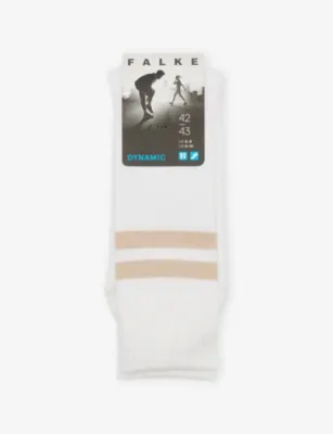FALKE Dynamic Stripe-Trim Stretch-Cotton Socks - Weiss-blau-rot - 8-9 in White-cream – Mens | Underwear & socks | Socks | Plain Socks