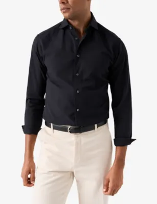 ETON Long-Sleeved Contemporary-Fit Denim Shirt in BLACK, additional product view 2