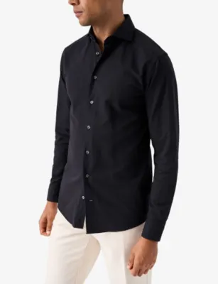 ETON Long-Sleeved Contemporary-Fit Denim Shirt in BLACK, additional product view 3