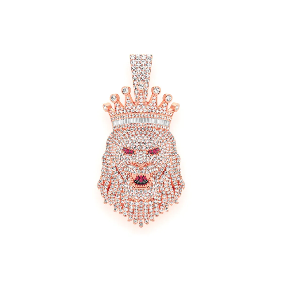 For Him King Crown Lion Diamond Pendant in Rose Gold / Natural Diamond – Pendant