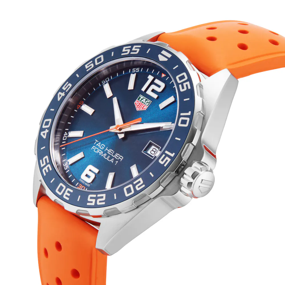 TAG Heuer Formula 1 43mm Mens Watch Orange Rubber Strap detail 2