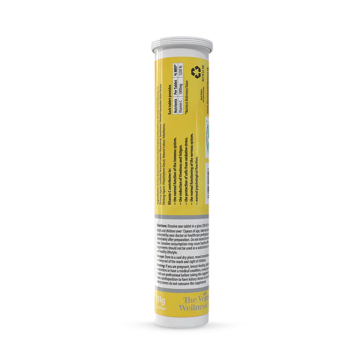 The Vegan Wellness Co. High Strength 1,000mg Vitamin C 80 (4x20) Lemon Flavour Effervescent Tablets detail 2