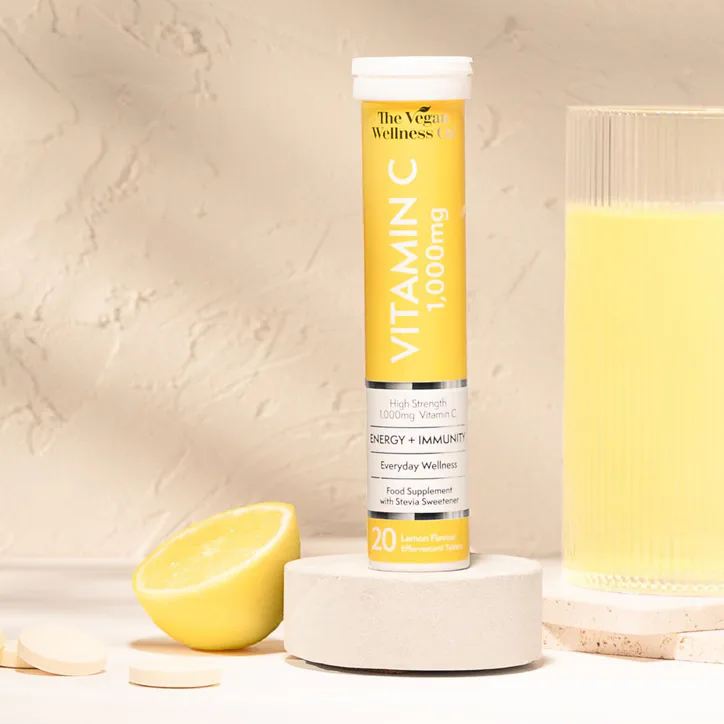 The Vegan Wellness Co. High Strength 1,000mg Vitamin C 80 (4x20) Lemon Flavour Effervescent Tablets detail 3