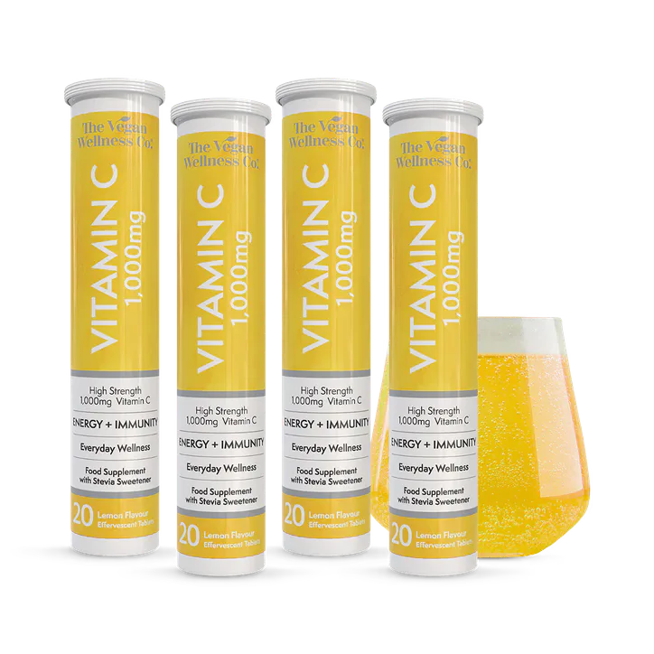 The Vegan Wellness Co. High Strength 1,000mg Vitamin C 80 (4x20) Lemon Flavour Effervescent Tablets