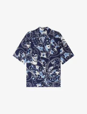 SANDRO Retro-Print Short-Sleeved Woven Shirt - BLACK BROWN detail 2