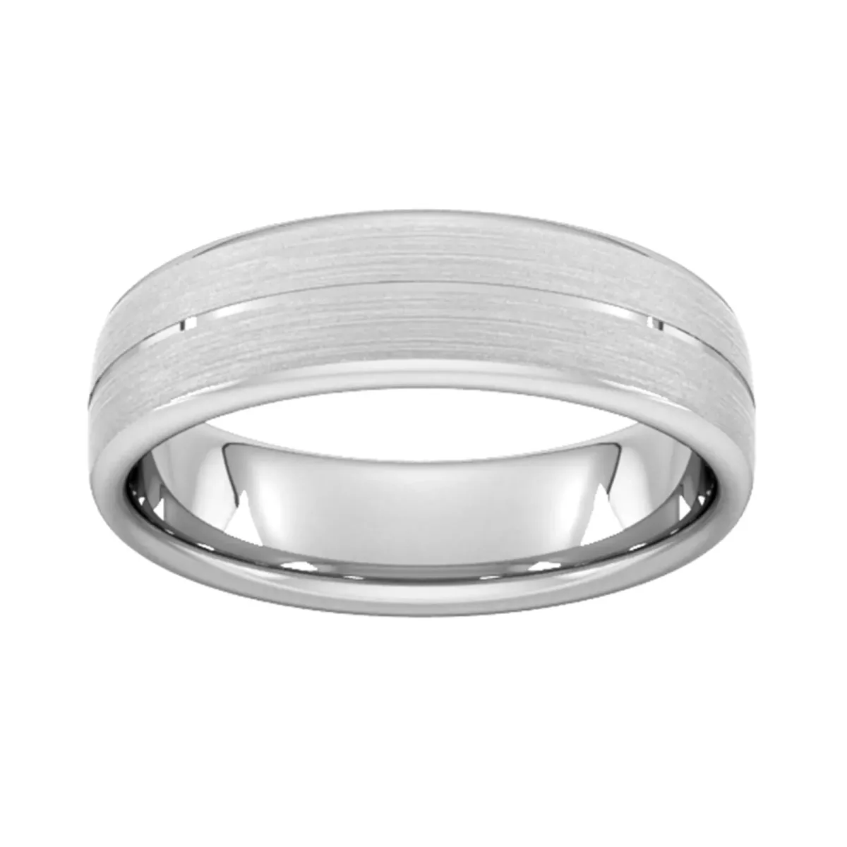 For Him 6mm Slight Court Extra Heavy Centre Groove With Chamfered Edge Wedding Ring In 950 Palladium