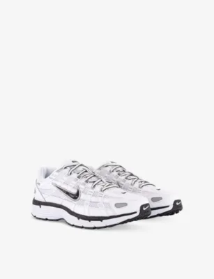For Him P-6000 Leather and Mesh Low-Top Trainers - 3 in WHITE BLACK METALLIC SIL, additional product view 3