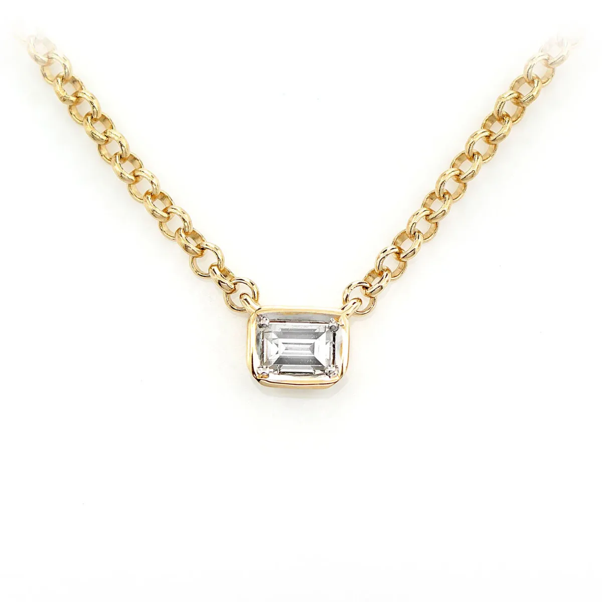 For Him Baguette Solitaire Diamond Pendant in Rose Gold / 22" / Natural Diamond – Necklace