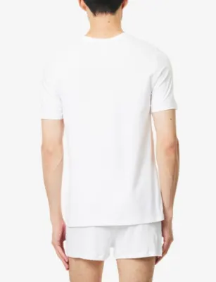 HANRO Cotton Essentials Slim-Fit Stretch-Cotton T-Shirts Pack of Two detail 3