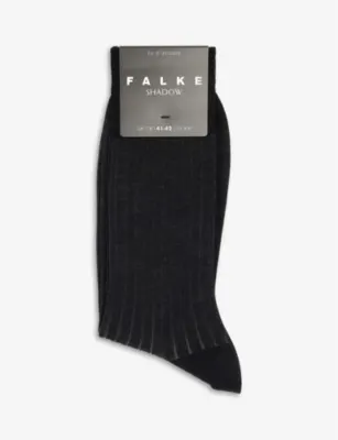 FALKE Shadow striped cotton-blend socks - BLACK/GREY - 7.5-8