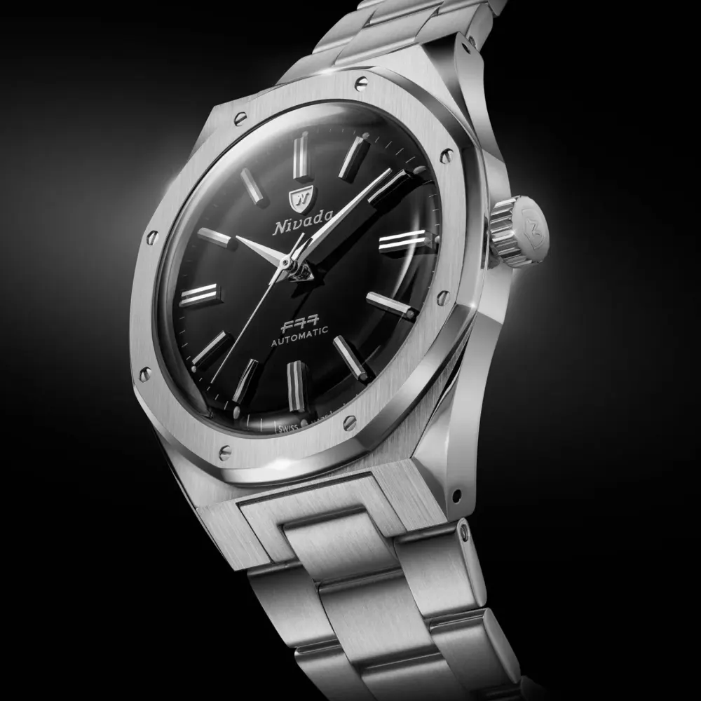 Nivada Grenchen F77 MK2 38mm Mens Watch Black in Black, additional product view 2