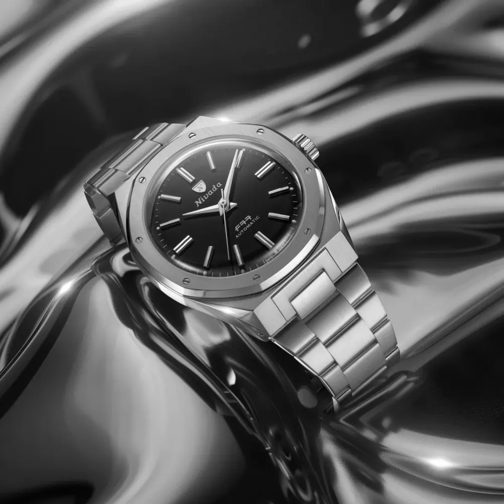 Nivada Grenchen F77 MK2 38mm Mens Watch Black in Black, additional product view 3