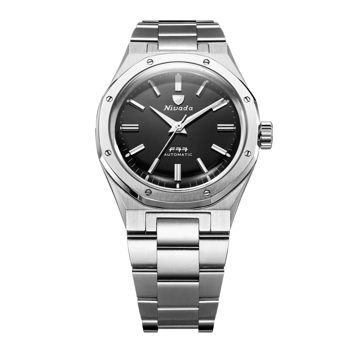Nivada Grenchen F77 MK2 38mm Mens Watch Black