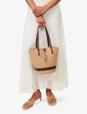 CHLOE Chloé Charms Medium Raffia Bucket Bag in Crafty Brown, additional product view 2