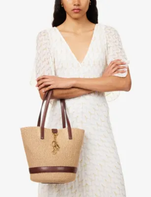 CHLOE Chloé Charms Medium Raffia Bucket Bag in Crafty Brown, additional product view 3