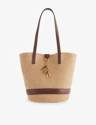 CHLOE Chloé Charms Medium Raffia Bucket Bag