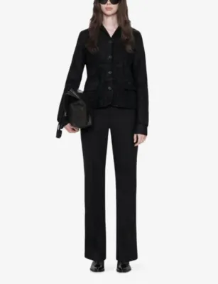 ALLSAINTS Surveya Single-Breasted Suede Blazer - 10/12 in BLACK, additional product view 2