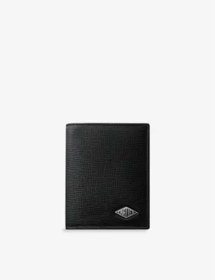 CARTIER Losange logo-plaque grained leather and palladium card holder