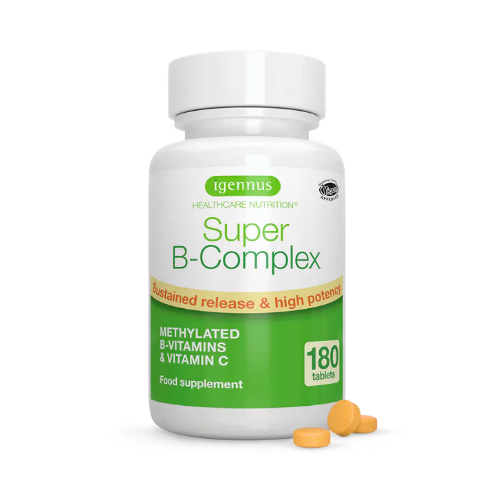 Igennus Healthcare Nutrition Super B-Complex with Active Methylated B Vitamins & Vitamin C, 180 Tablets
