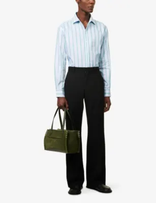 JW ANDERSON Stripe-Print Pointed-Collar Cotton Shirt detail 2