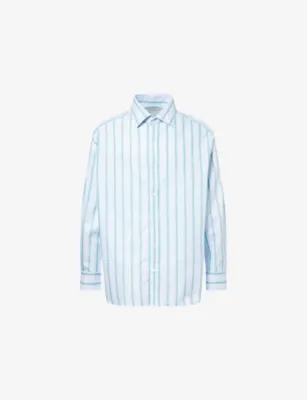 JW ANDERSON Stripe-Print Pointed-Collar Cotton Shirt